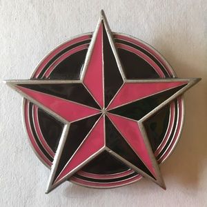 Nautical Star Skull Belt Buckle Pink Black Vintage